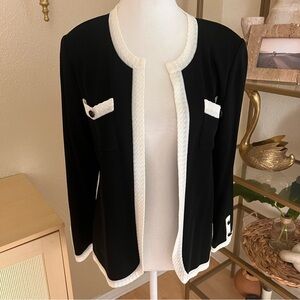 Exclusively Misook Open Cardigan Black White Trim Size Medium‎